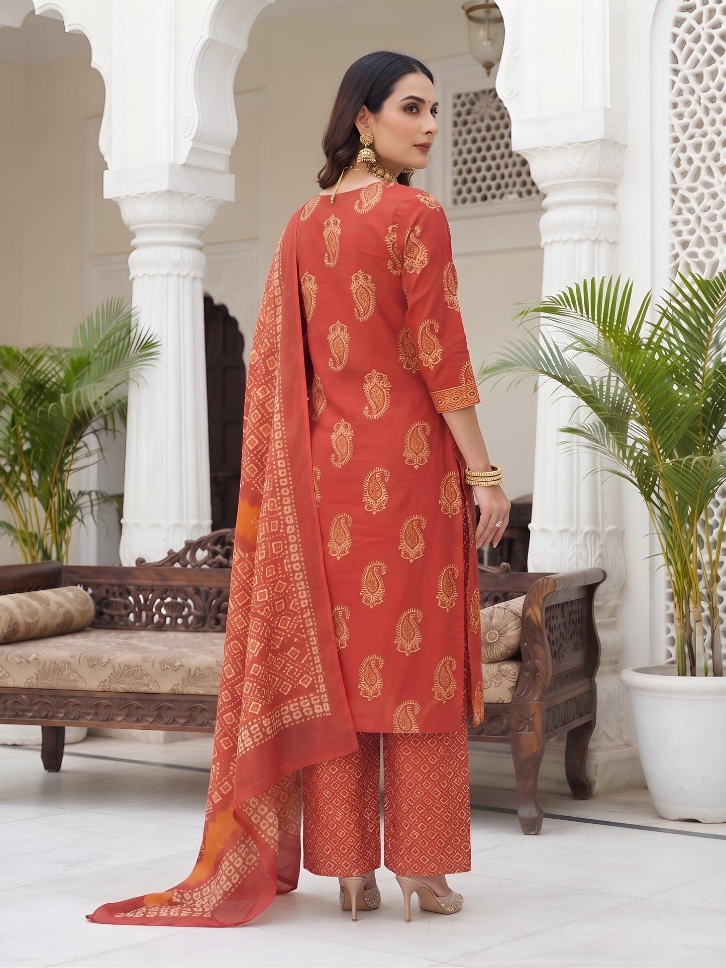 Printed Straight Kurta Set With Dupatta