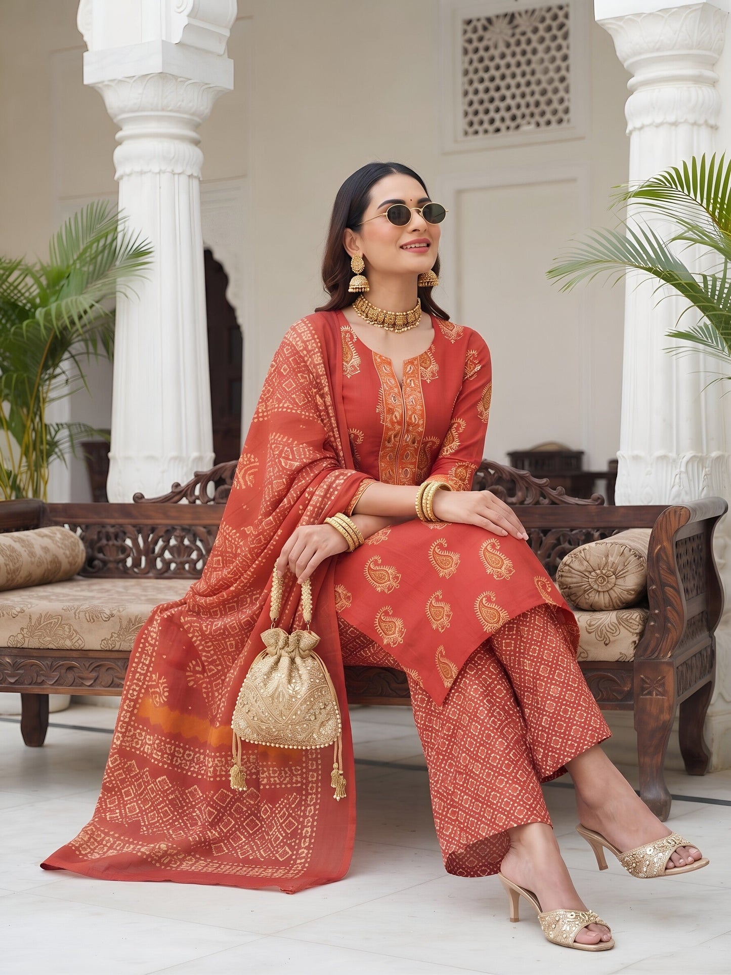 Printed Straight Kurta Set With Dupatta
