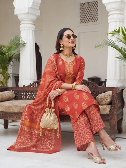 Printed Straight Kurta Set With Dupatta