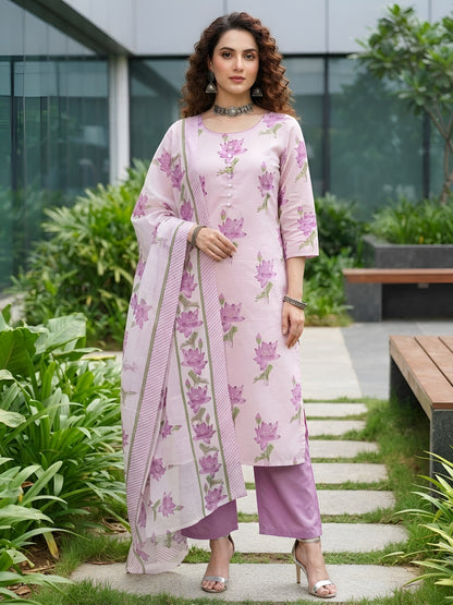 Printed Straight Kurta Set With Dupatta