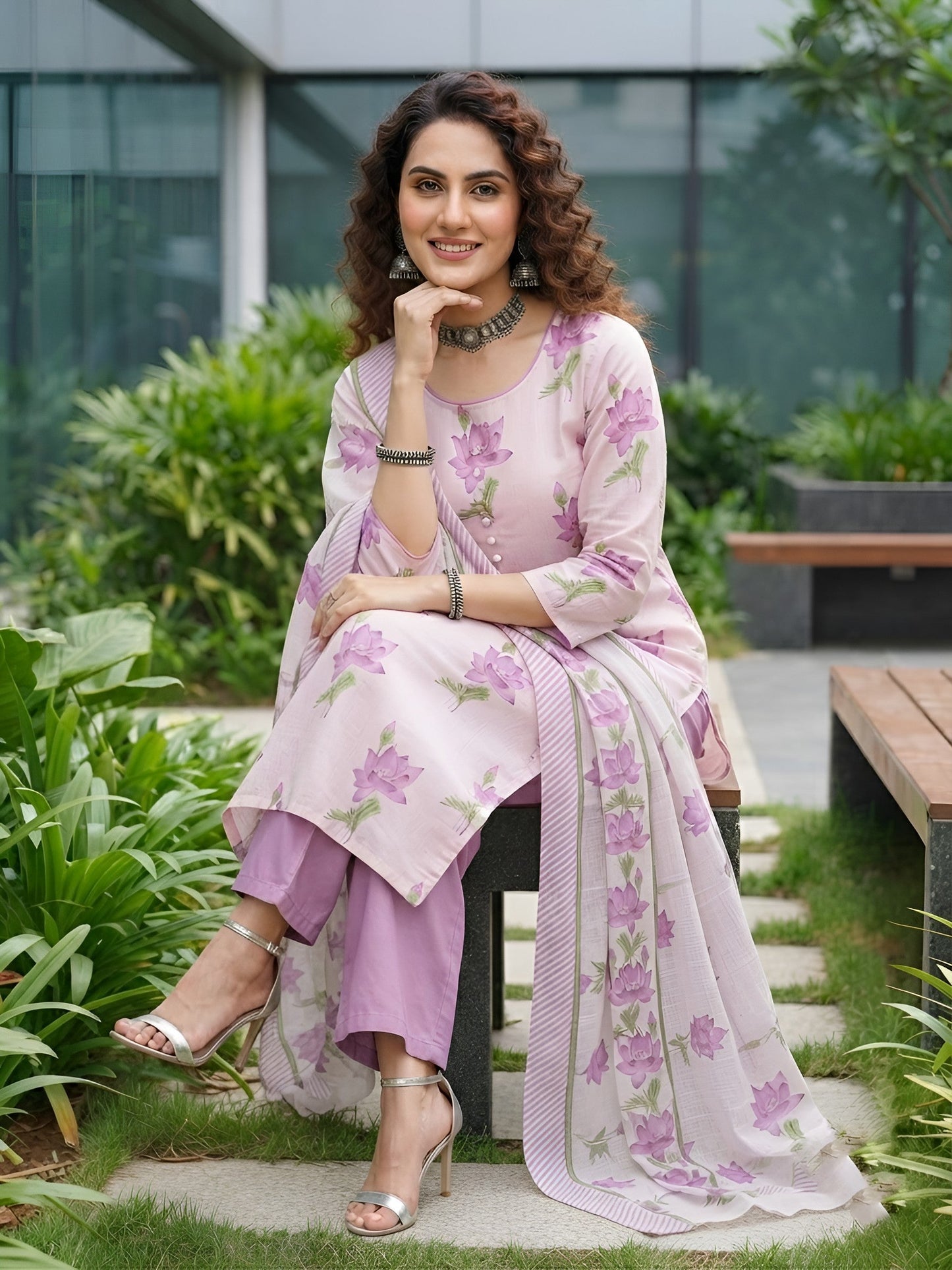 Printed Straight Kurta Set With Dupatta