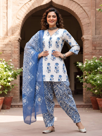 Printed Kurti & Farshi Salwar With Dupatta