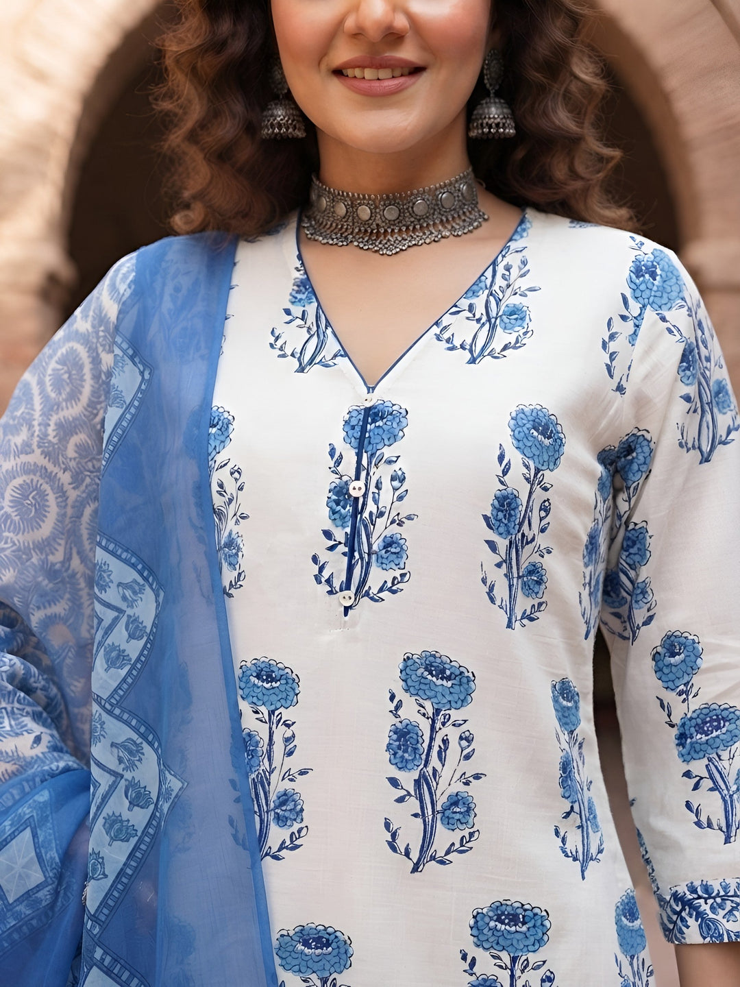 Printed Kurti &amp; Farshi Salwar With Dupatta