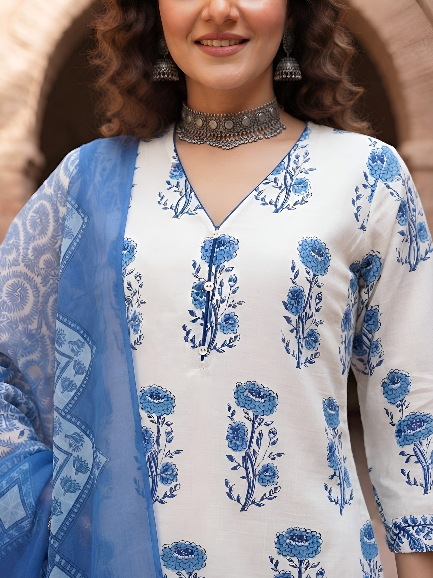 Printed Kurti & Farshi Salwar With Dupatta