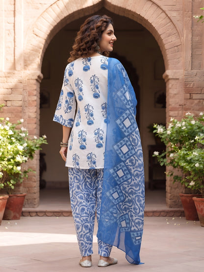 Printed Kurti & Farshi Salwar With Dupatta