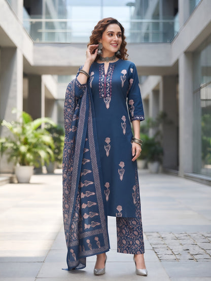 Printed Straight Kurta Set With Dupatta