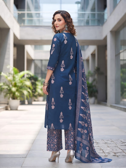 Printed Straight Kurta Set With Dupatta