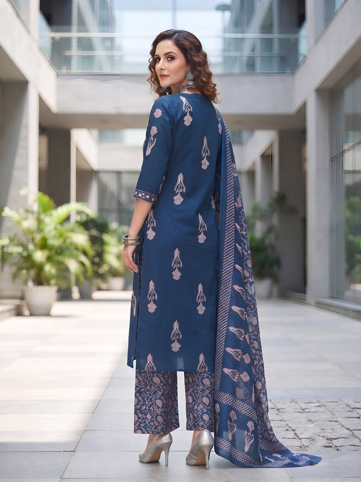 Printed Straight Kurta Set With Dupatta