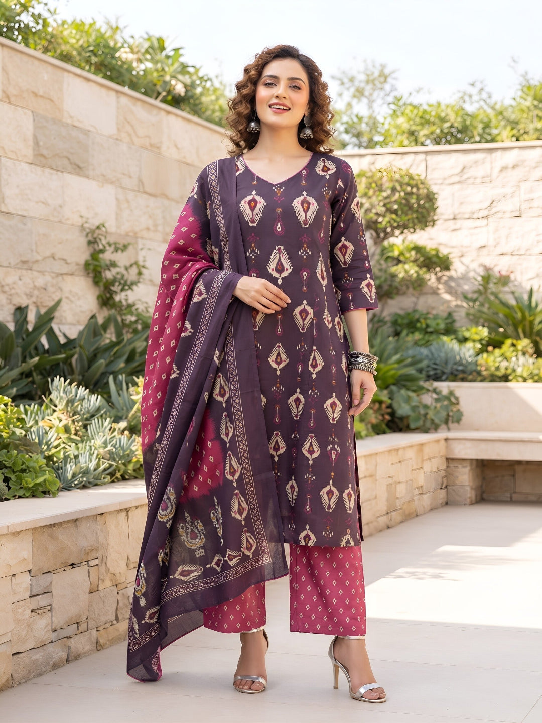 Printed Straight Sharara Set With Dupatta