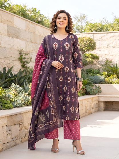 Printed Straight Sharara Set With Dupatta