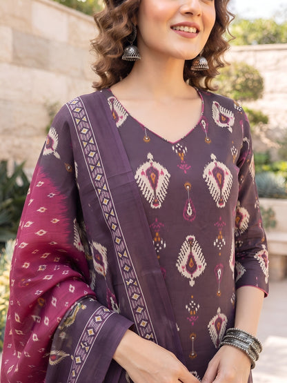 Printed Straight Sharara Set With Dupatta