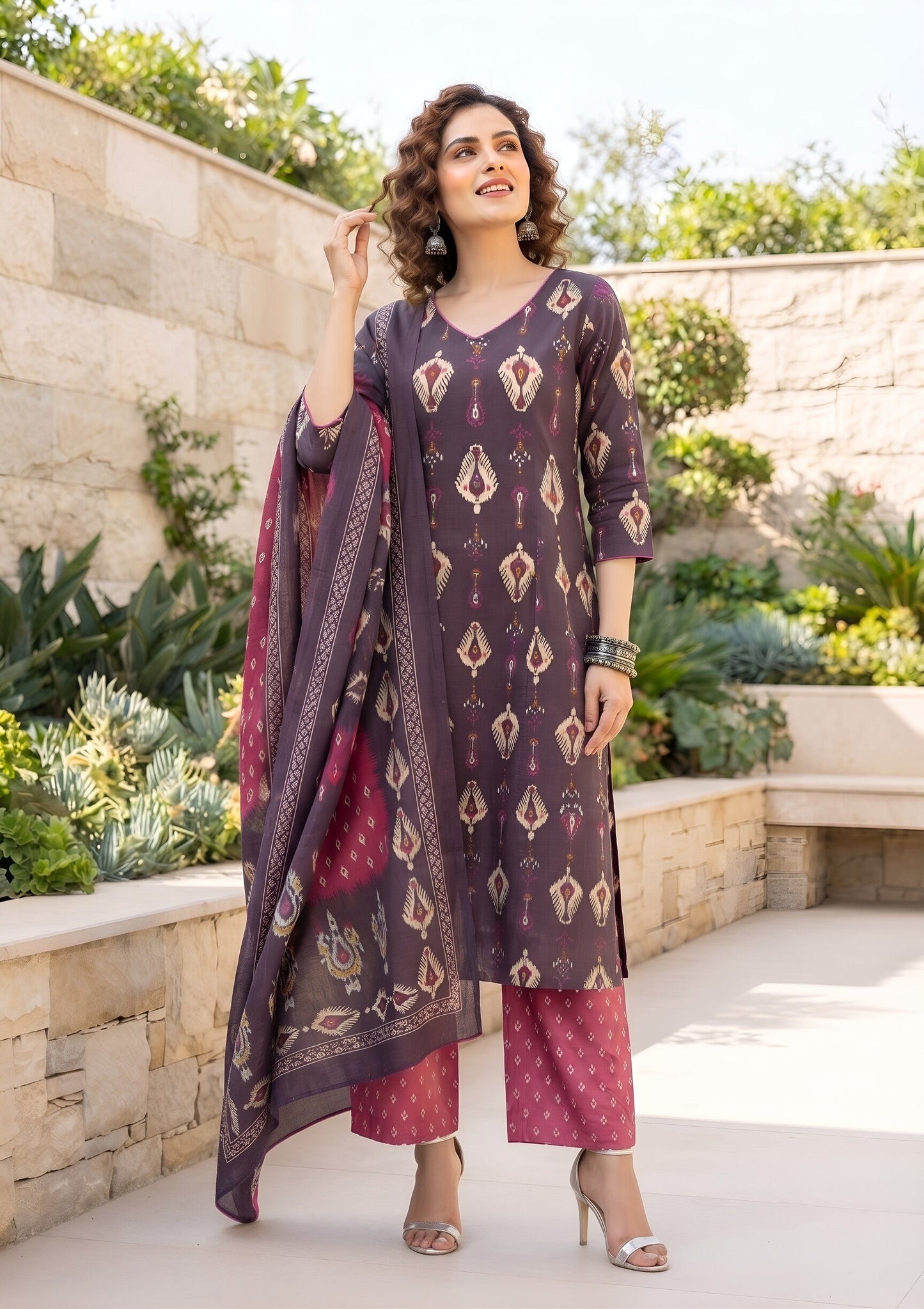 Printed Straight Sharara Set With Dupatta