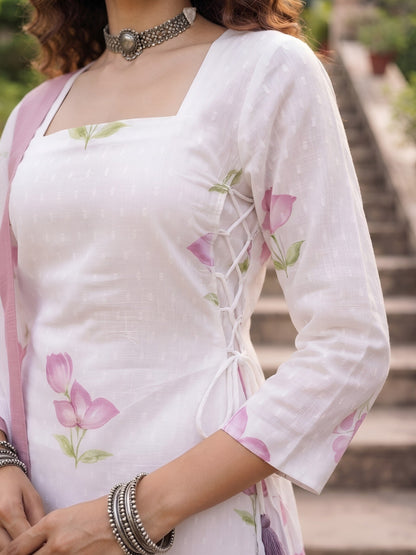 Printed Kurta With Farshi Salwar & Dupatta