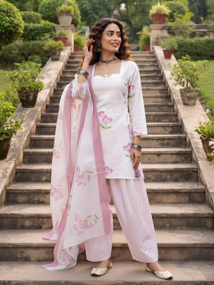 Printed Kurta With Farshi Salwar & Dupatta