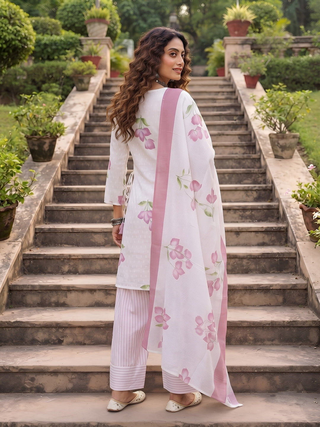 Printed Kurta With Farshi Salwar &amp; Dupatta