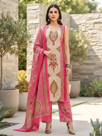 Printed Straight Kurta Set With Dupatta