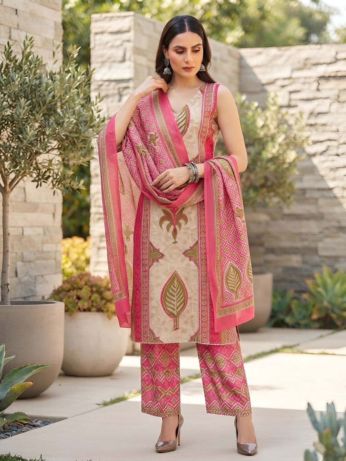 Printed Straight Kurta Set With Dupatta