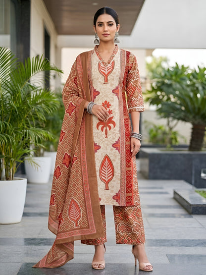 Printed Straight Kurta Set With Dupatta