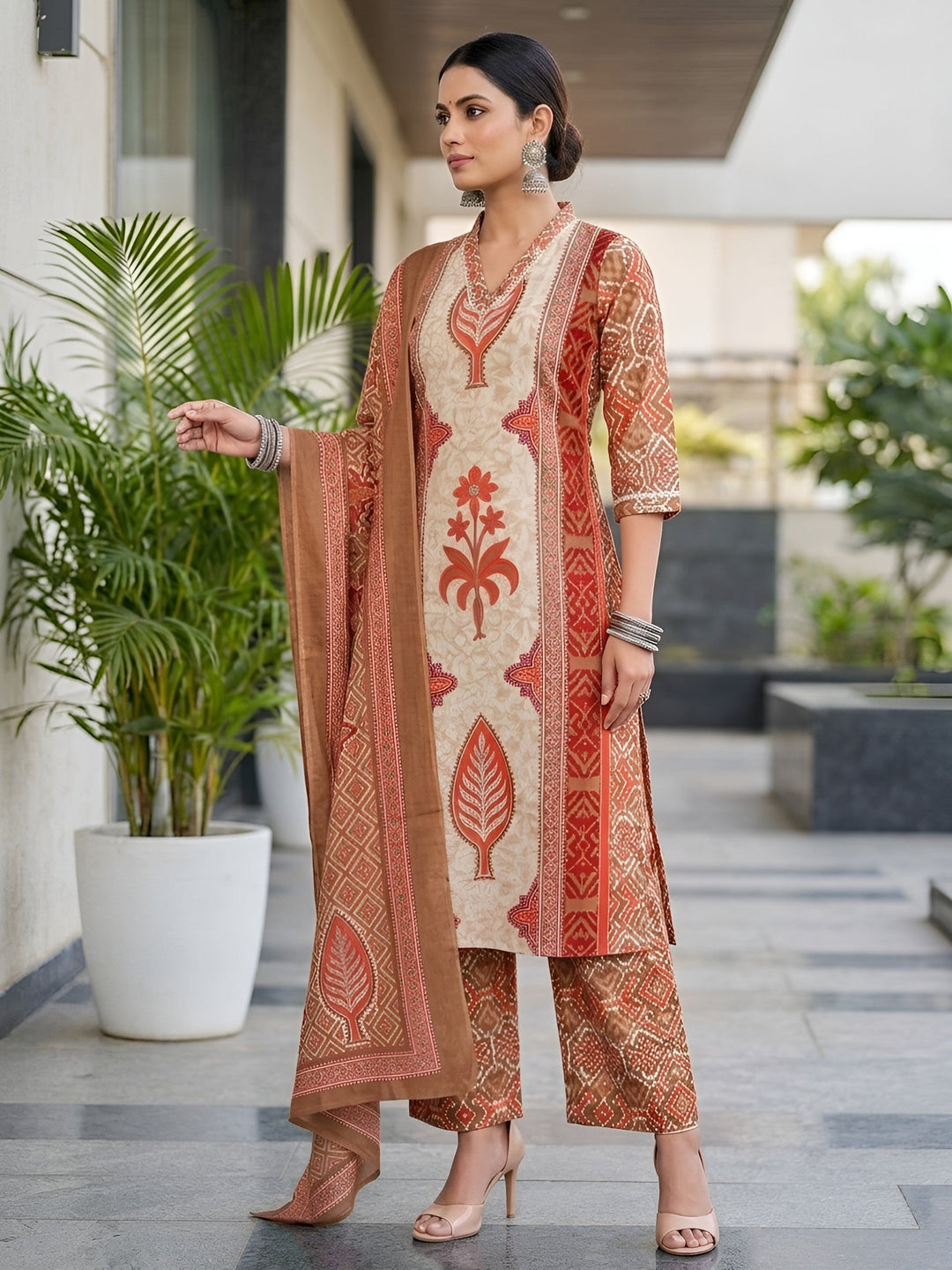 Printed Straight Kurta Set With Dupatta