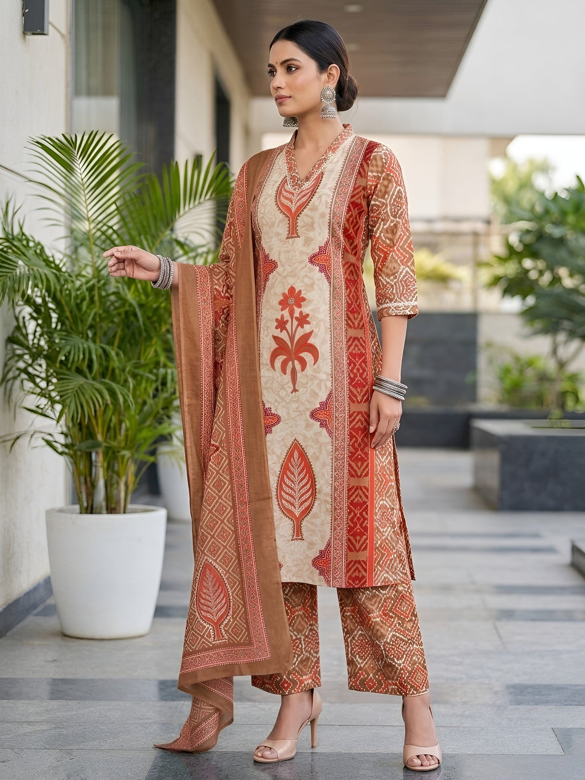 Printed Straight Kurta Set With Dupatta