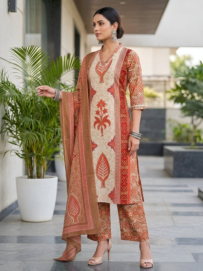 Printed Straight Kurta Set With Dupatta