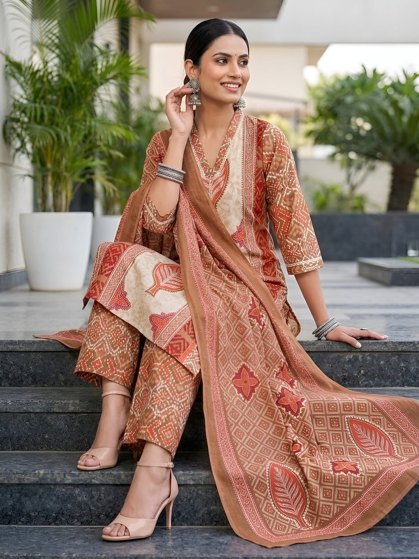 Printed Straight Kurta Set With Dupatta
