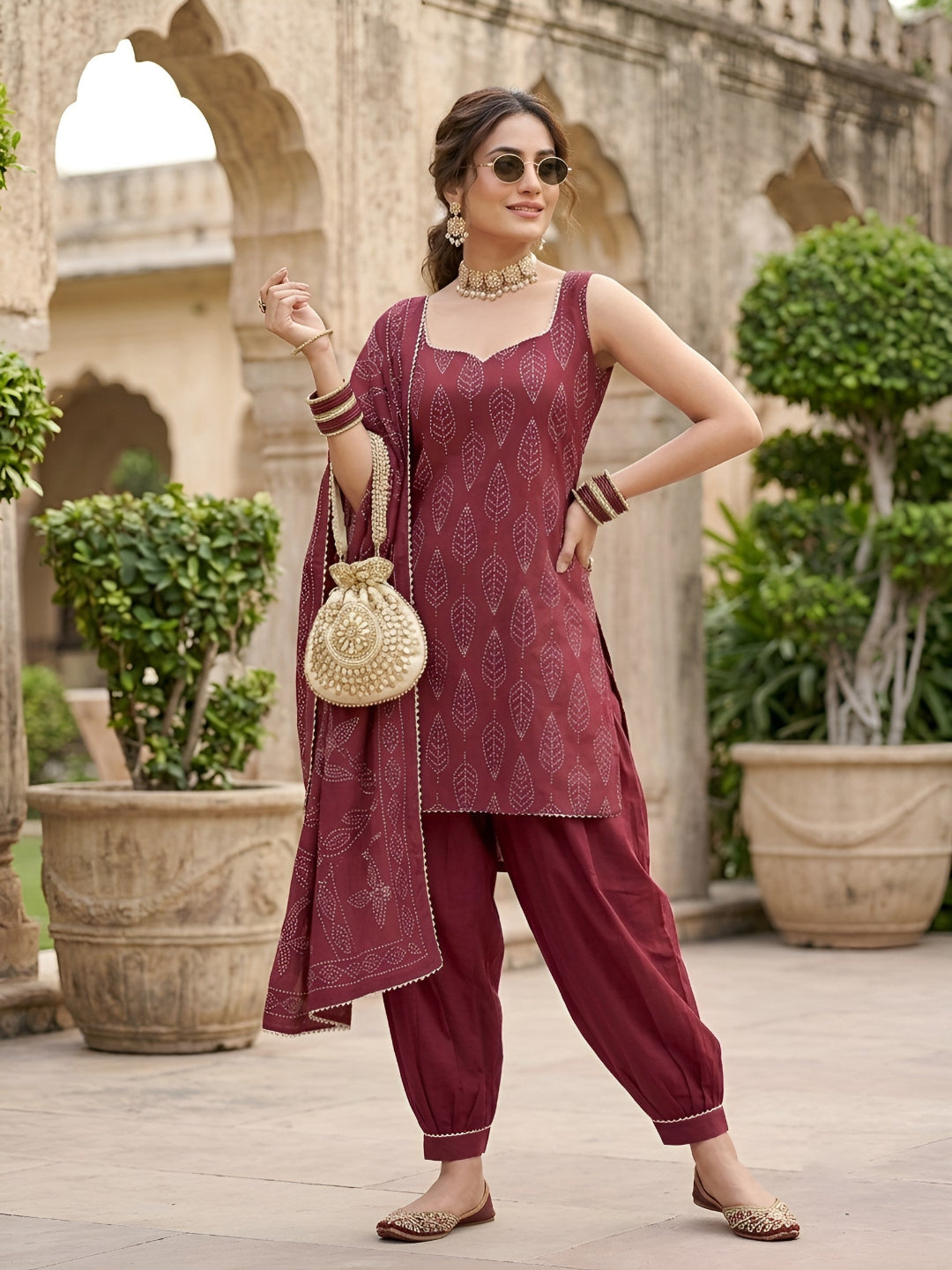 Printed Straight Kurta Set With Dupatta