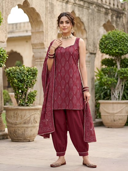 Printed Straight Kurta Set With Dupatta