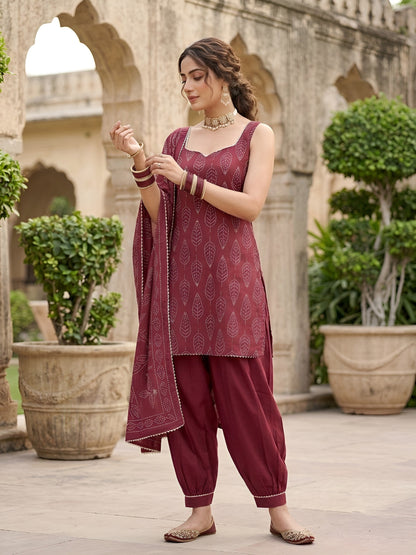 Printed Straight Kurta Set With Dupatta