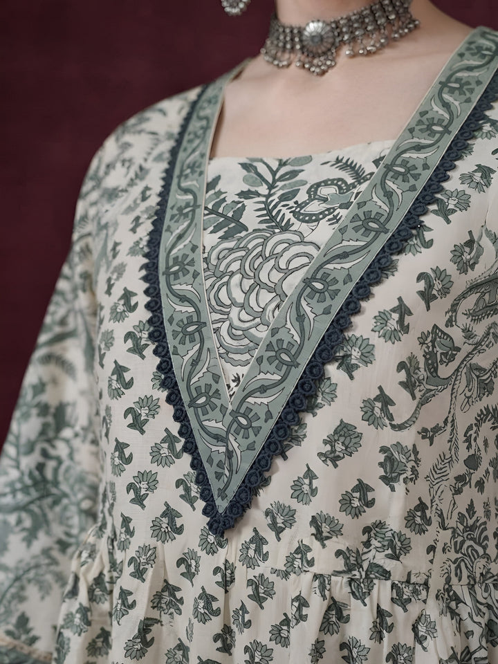 Printed Anarkali Kurta Set With