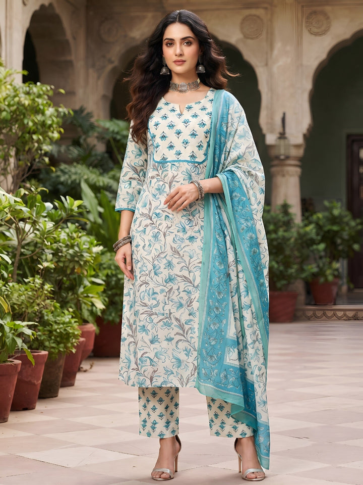 Printed Straight Kurta Set With Dupatta