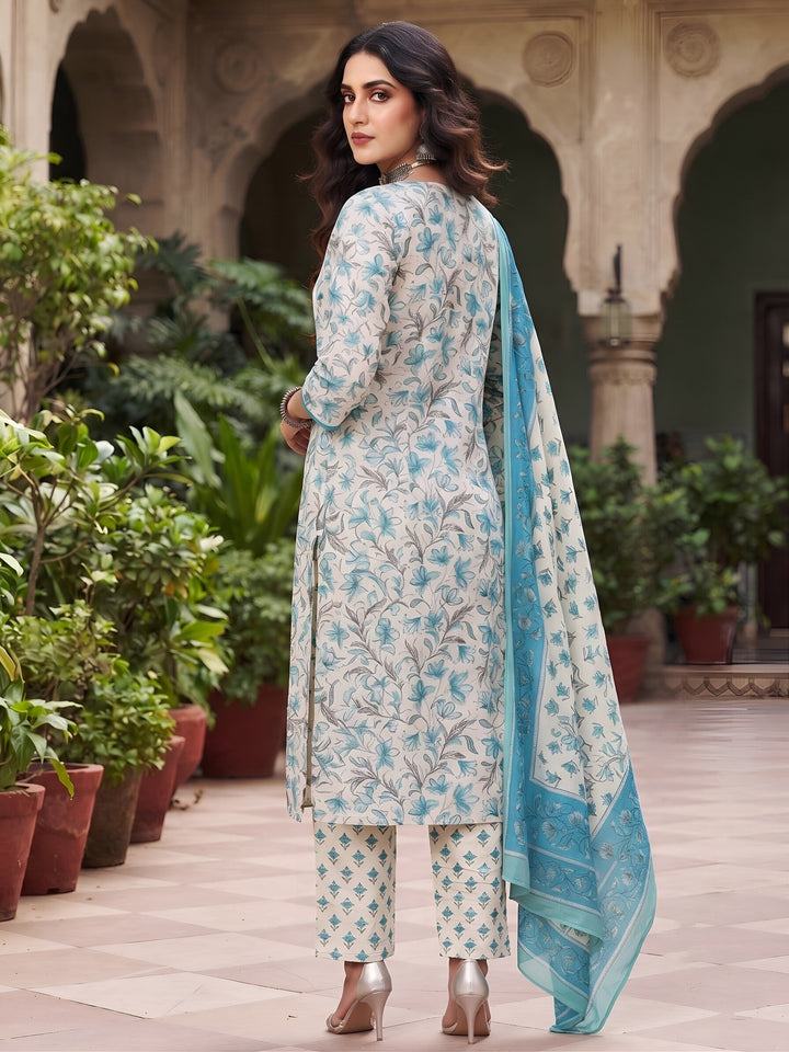 Printed Straight Kurta Set With Dupatta