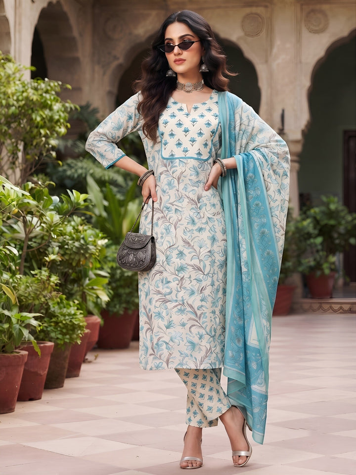 Printed Straight Kurta Set With Dupatta