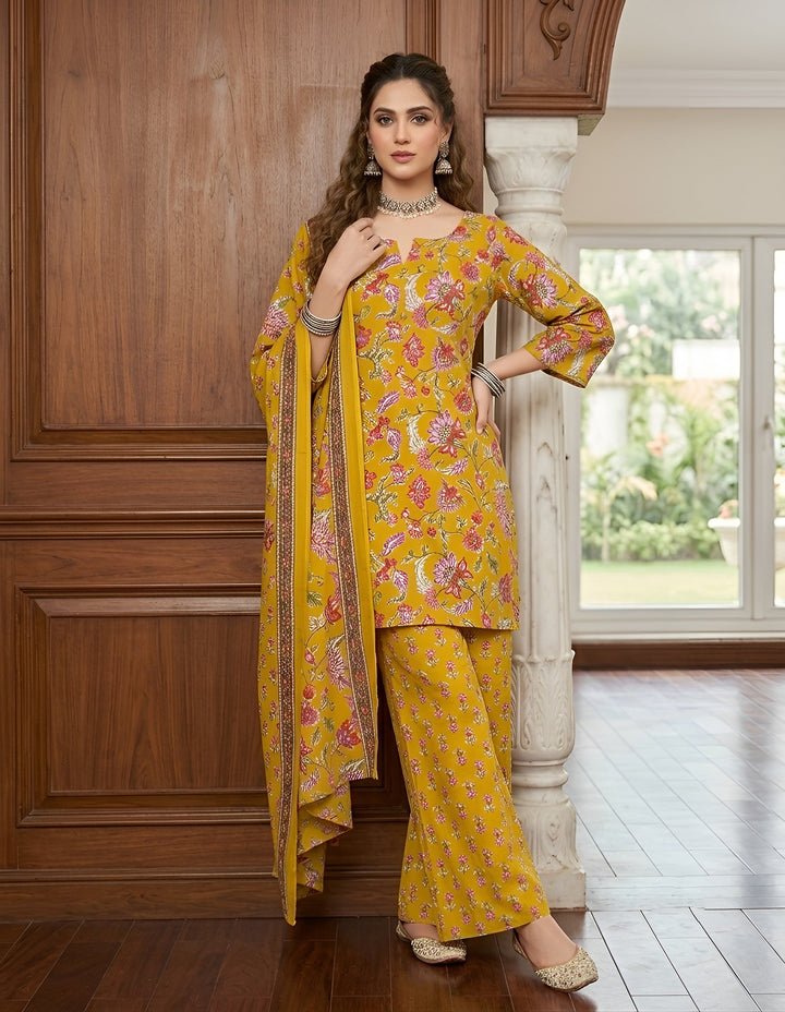 Printed Straight Kurti With Bell Bottom &amp;