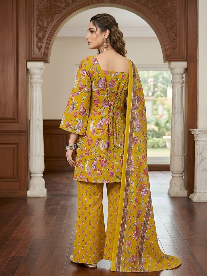 Printed Straight Kurti With Bell Bottom &amp;