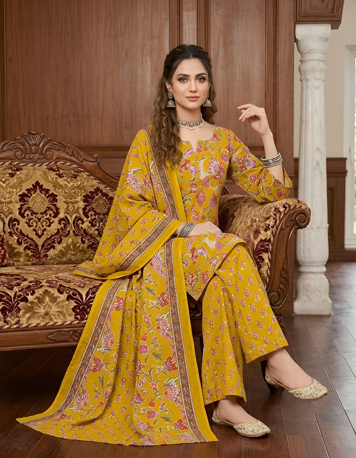 Printed Straight Kurti With Bell Bottom &amp;