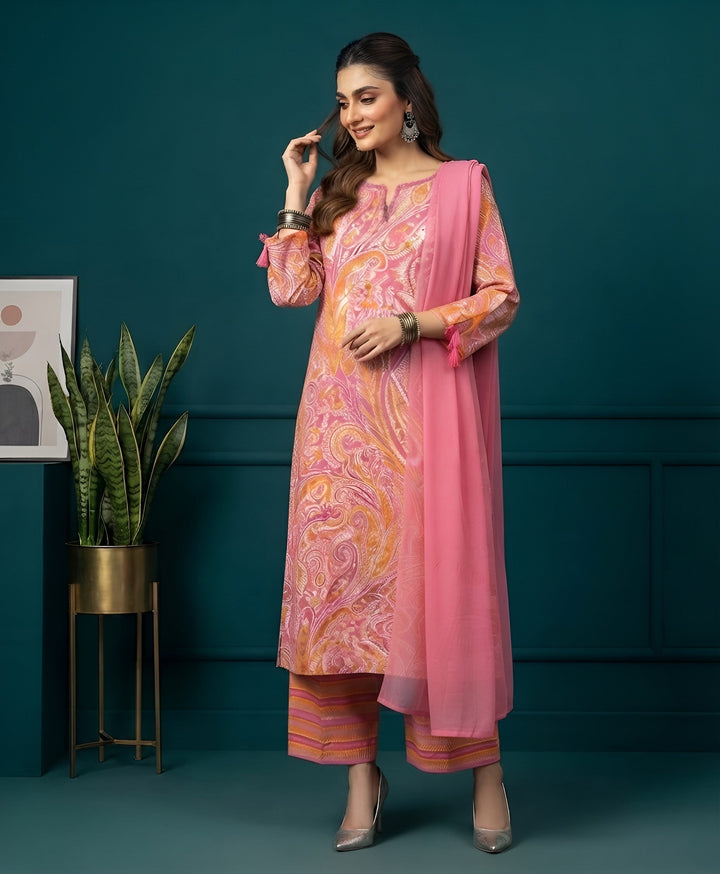 Printed Straight Kurta Set With Dupatta
