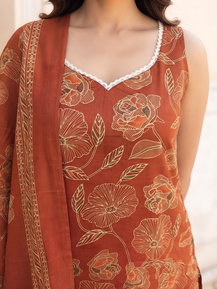 Printed Straight Kurta Set With Dupatta