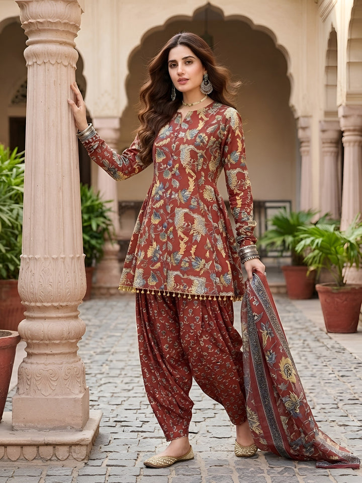 Peplum Kurta With Farshi Salwar &amp; Dupatta