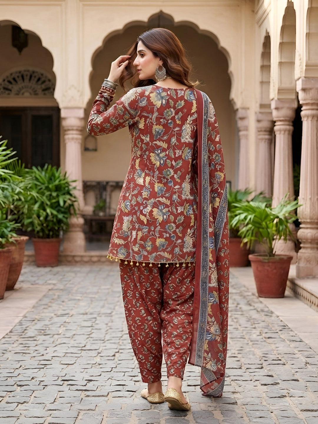 Peplum Kurta With Farshi Salwar &amp; Dupatta