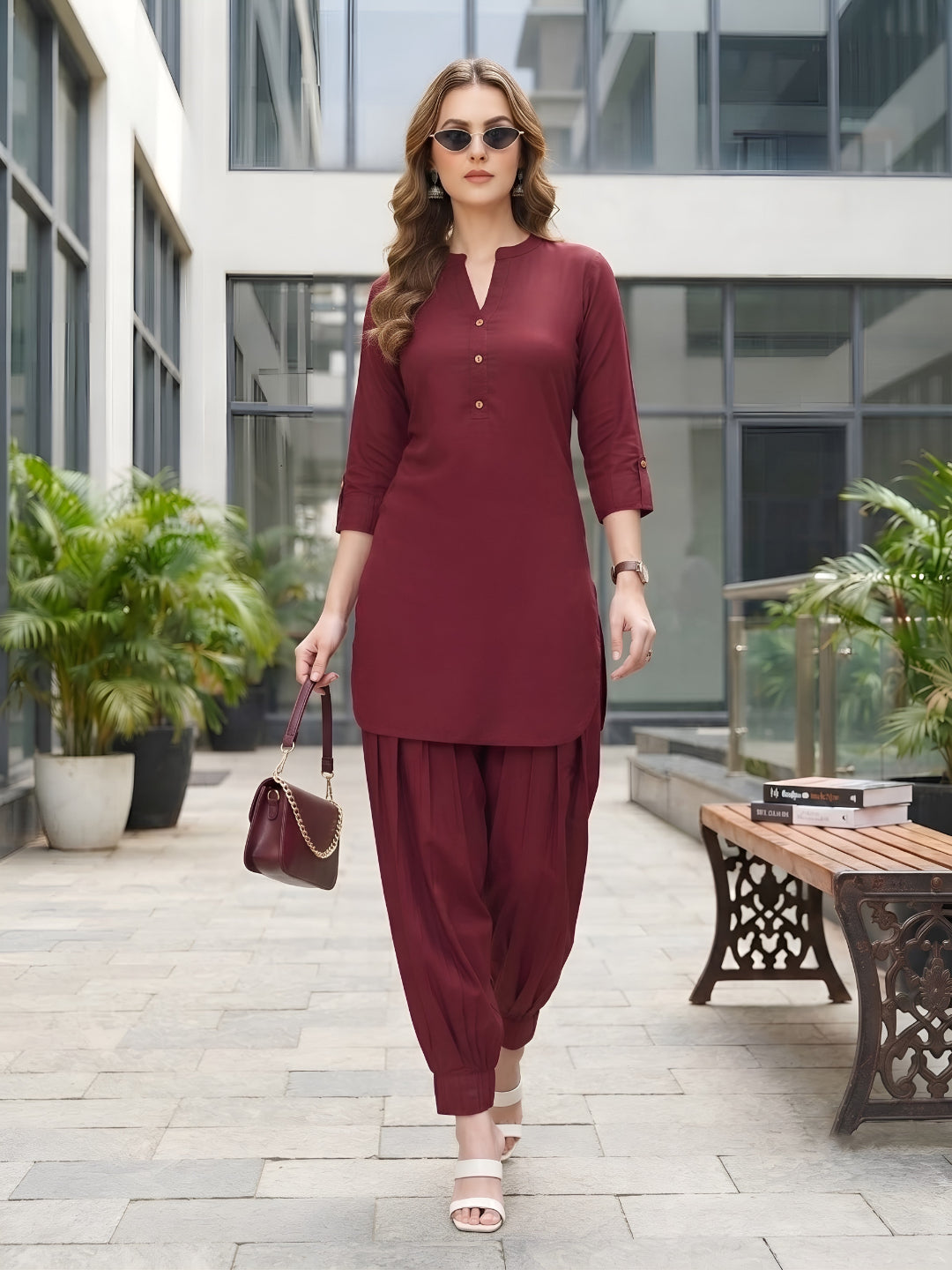 Solid Straight Two Piece Kurta Set