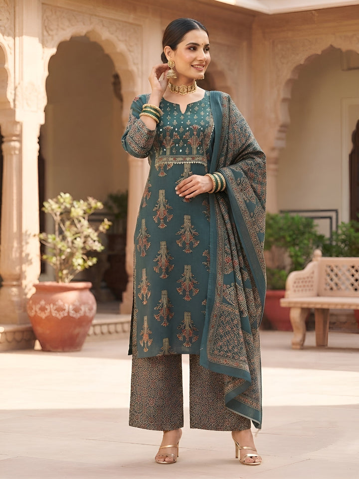 Printed Straight Kurta Set With Dupatta
