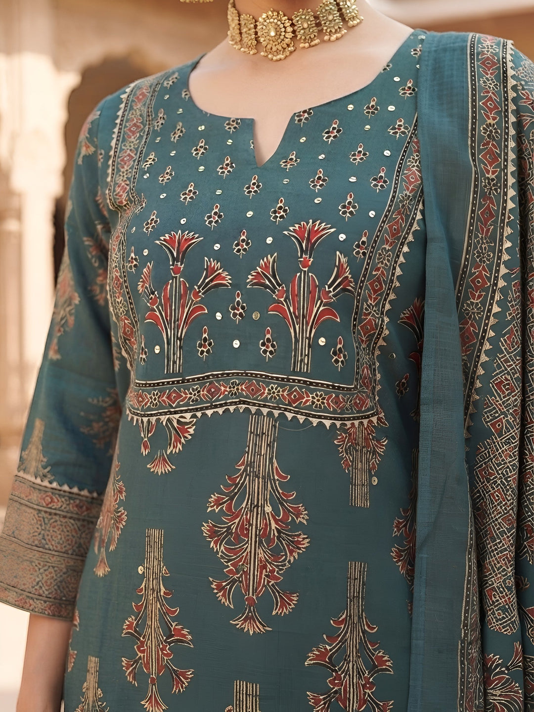 Printed Straight Kurta Set With Dupatta