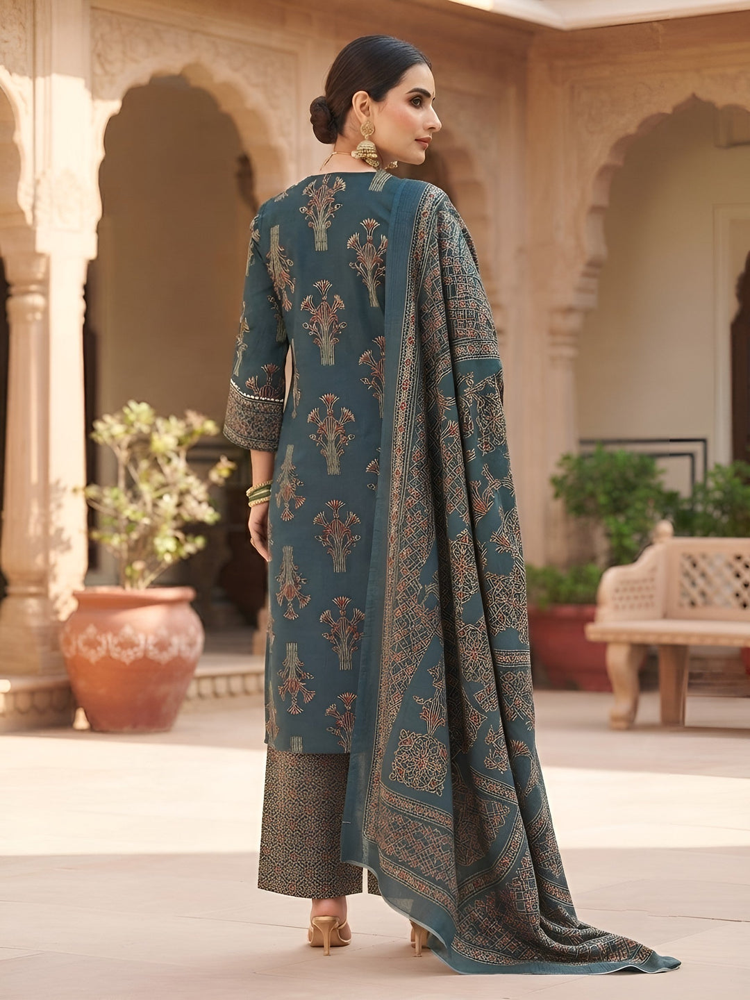 Printed Straight Kurta Set With Dupatta