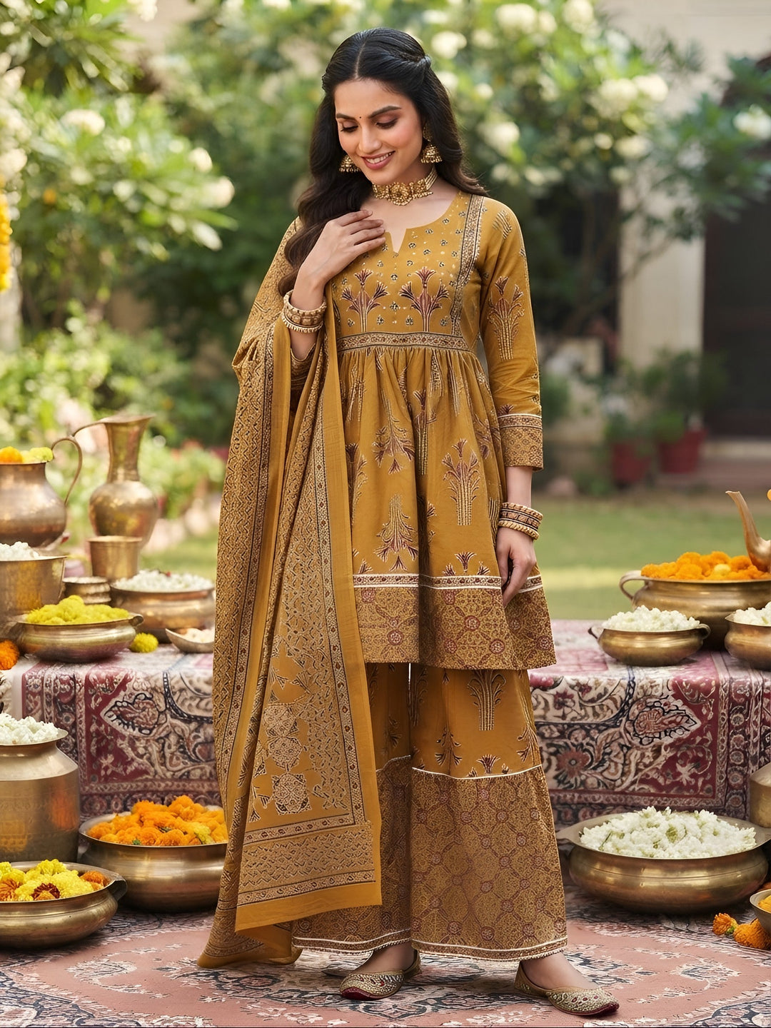 Printed Peplum Sharara Set With Dupatta