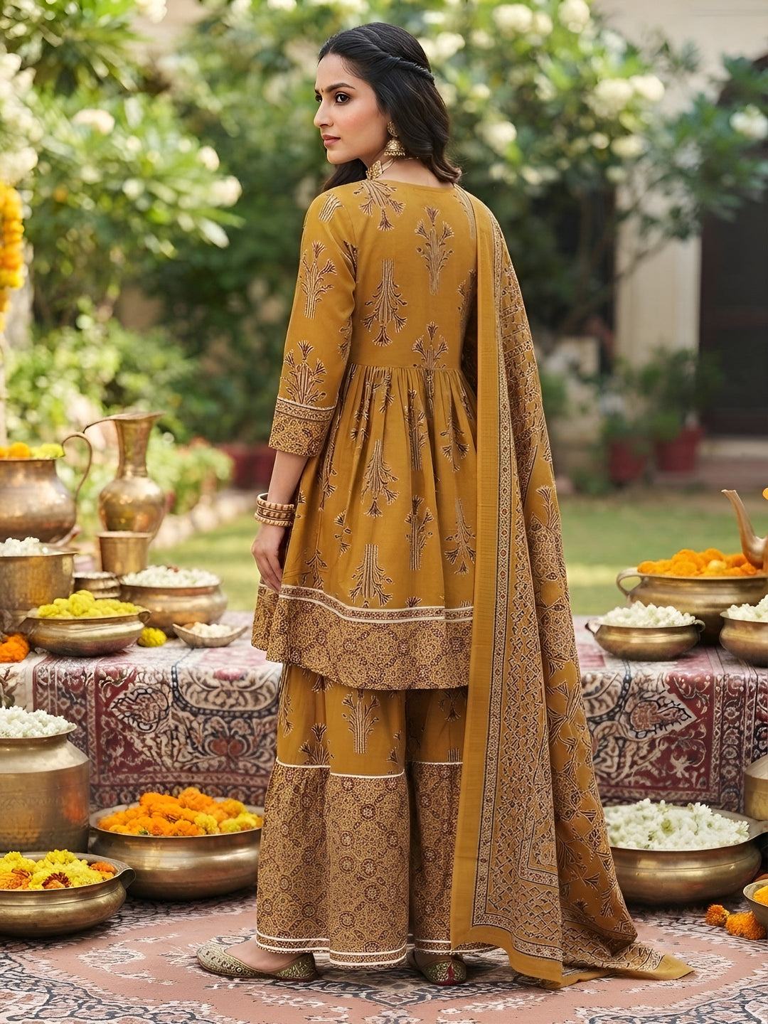 Printed Peplum Sharara Set With Dupatta