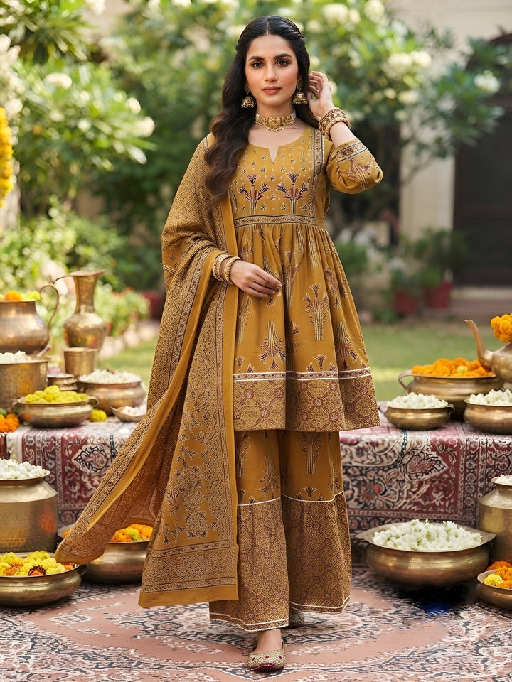 Printed Peplum Sharara Set With Dupatta
