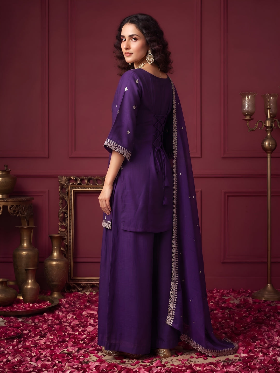 Embroidered Sharara Set With Dupatta
