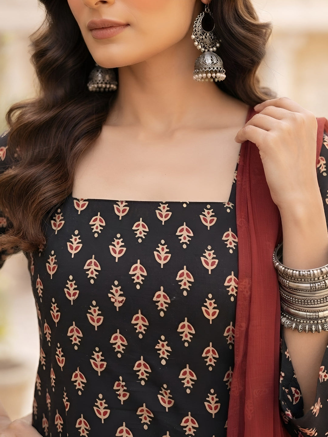 Printed Kurta With Farsi Salwar &amp; Dupatta