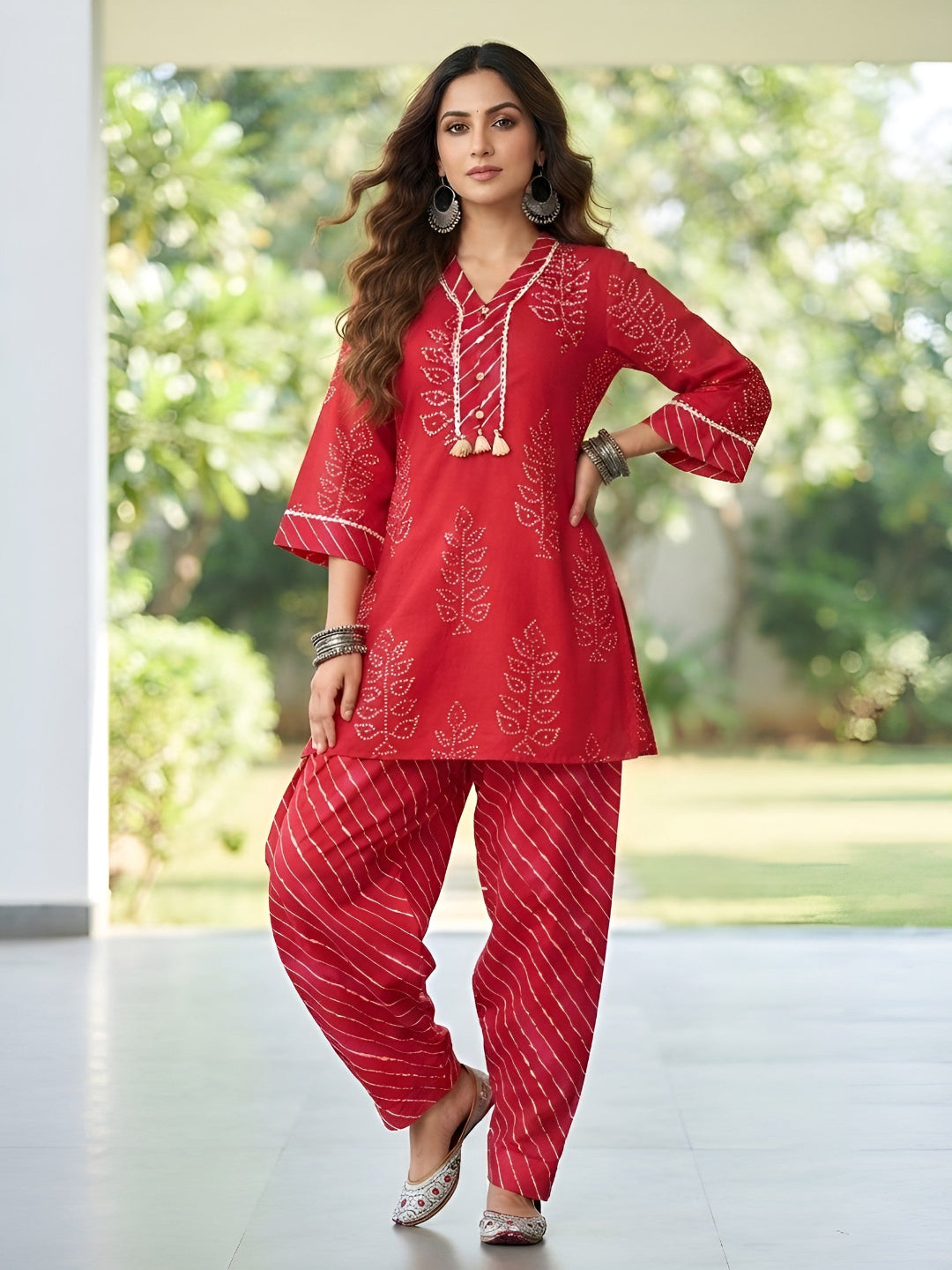 Printed Kurti &amp; Farshi Salar With Dupatta